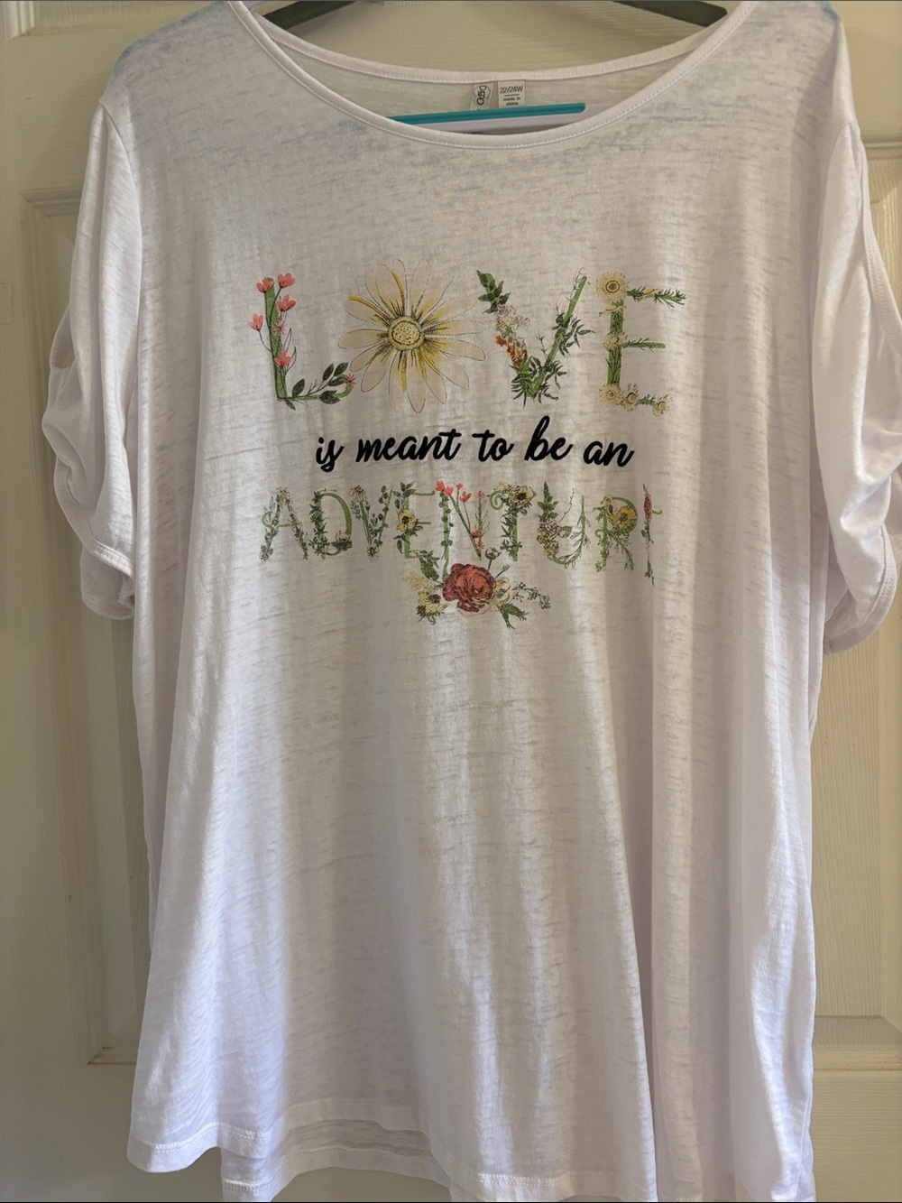 White 'Love is Meant to Be an Adventure' Floral Graphic Tee